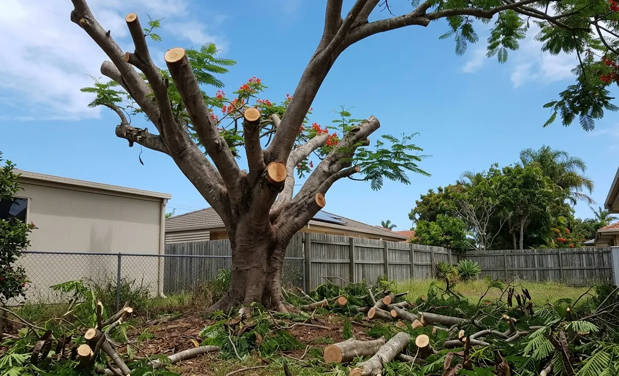 Overgrown garden vegetation before trimming, Molendinar